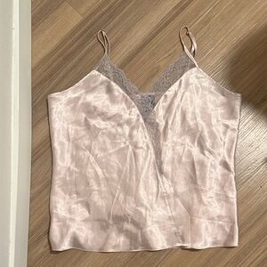 Elegant Lace Trim Satin Cami Top NWOT